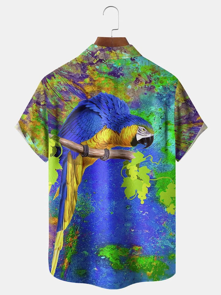 Alohadaddy Beach Vacation Parrot Art Oil Painting Men&