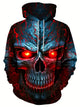 Alohadaddy Men's Skull Print Drawstring Hooded Sweatshirt