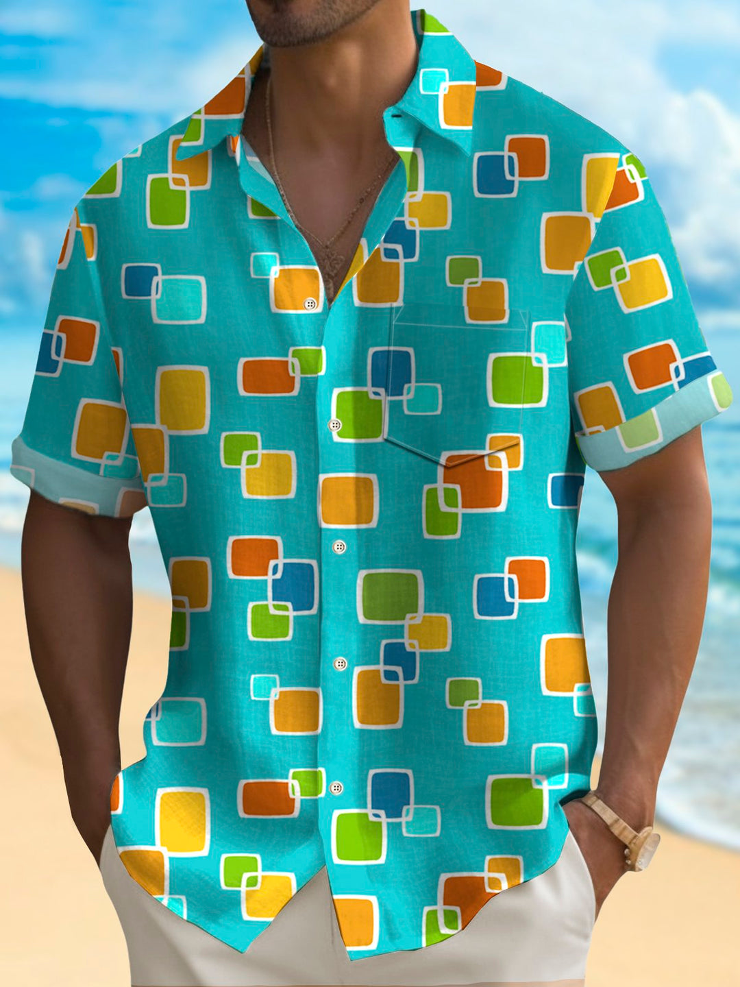 Alohadaddy Vintage Casual Mid-Century Blue Men&