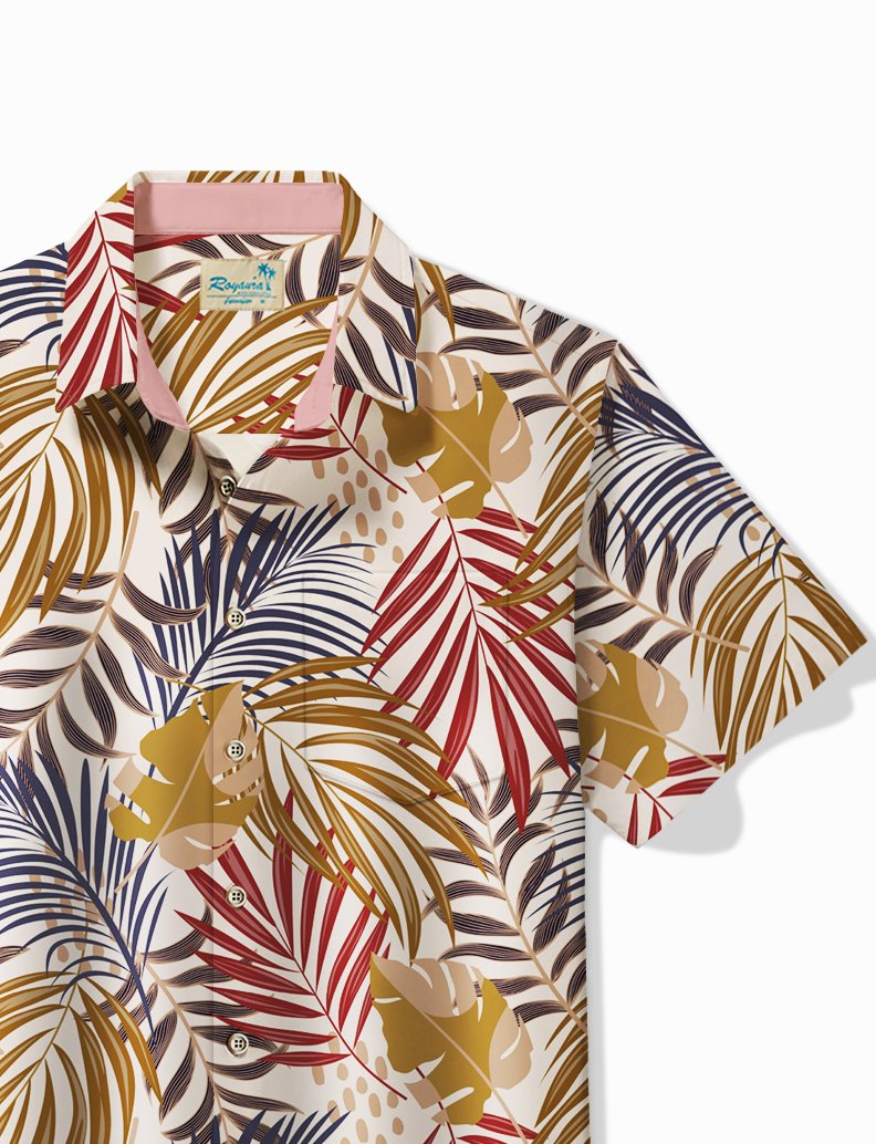 Camisa informal holgada de manga corta con estampado floral y hojas de palma para hombre de Alohadaddy