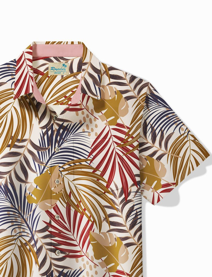 Camisa informal holgada de manga corta con estampado floral y hojas de palma para hombre de Alohadaddy