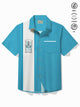 Alohadaddy Retro Bowling Construction Tiki Men's Hawaiian Shirt Stretch Easy Care Pocket Camping Shirt