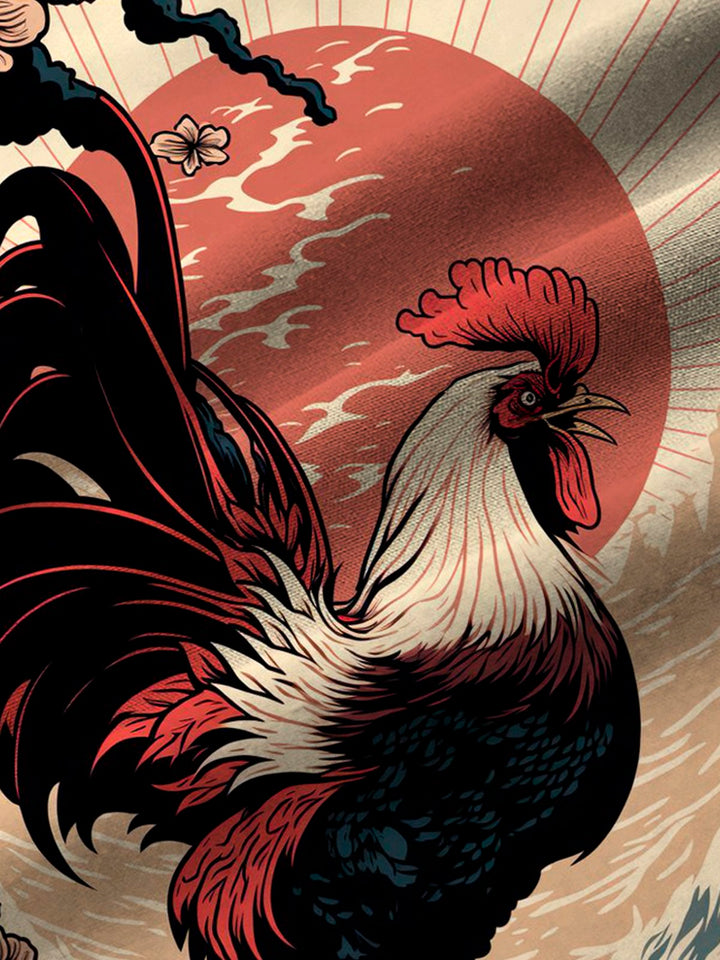 Alohadaddy Vintage Ukiyoe Rooster Print Men&