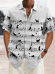 Alohadaddy Music Note Fun Cat Men Button Pocket Shirt