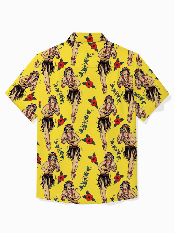 Chemise à boutons et poches pour homme à imprimé floral hawaïen mexicain Alohadaddy