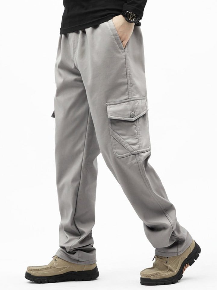 Pantalones de trabajo de algodón puro para hombre, informales, de talla grande, holgados, lavados, de pierna recta