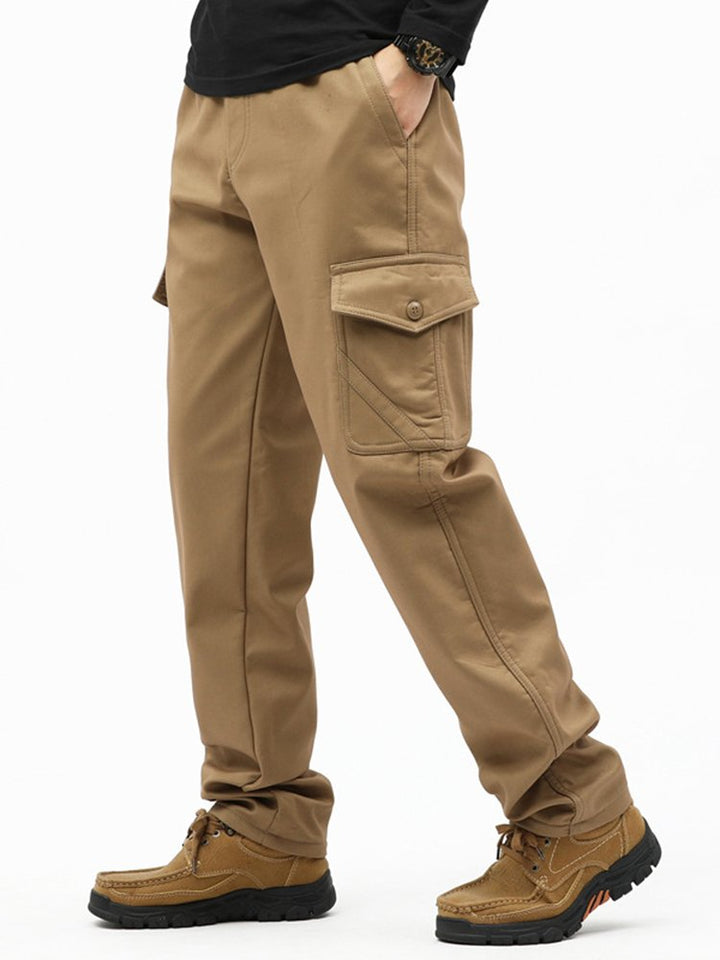 Pantalones de trabajo de algodón puro para hombre, informales, de talla grande, holgados, lavados, de pierna recta