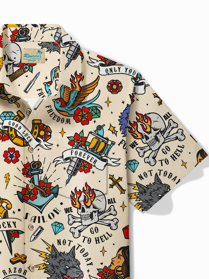 Camisa con bolsillos abotonados y estampado mexicano vintage para hombre de Alohadaddy