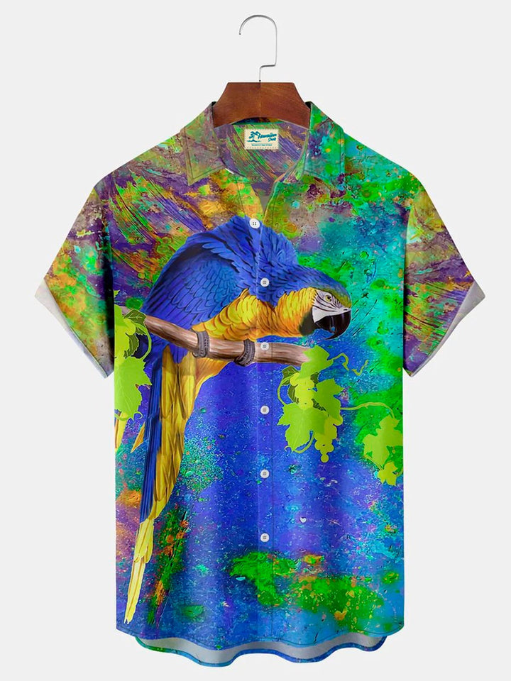 Alohadaddy Beach Vacation Parrot Art Oil Painting Men&