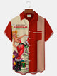 Alohadaddy Vintage Christmas Holiday Men's Bowling Shirts Red Pin Up Girl Cartoon Aloha Camp Pocket Button Shirts