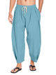 Alohadaddy Drawstring Pockets Cotton Linen Loose Casual Beach Lantern Harem Capri Pants