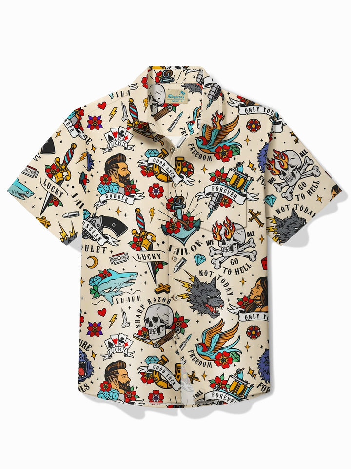 Camisa con bolsillos abotonados y estampado mexicano vintage para hombre de Alohadaddy