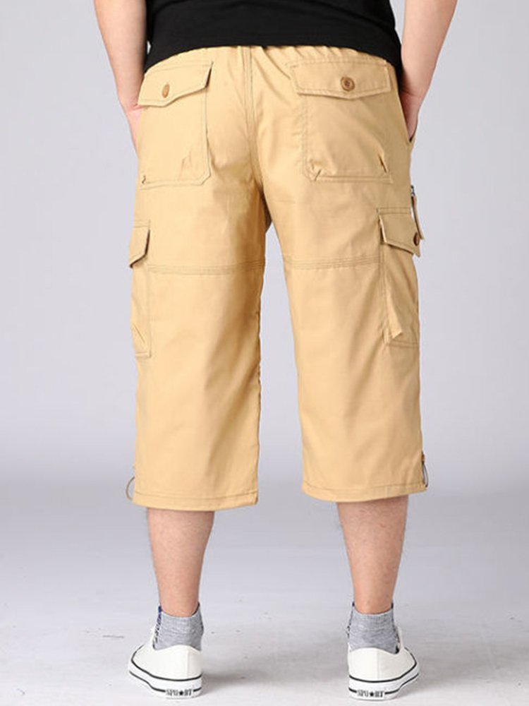 Pantalones rectos casuales sueltos y recortados para hombre