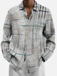 Alohadaddy Men's Artistic Geometric Stretch Oversized Long Sleeve Shirt