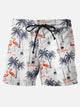 Hawaiian Coconut Tree Flamingo Print Men's Hawaiian Shorts Elastic Super Fast Dry Shorts