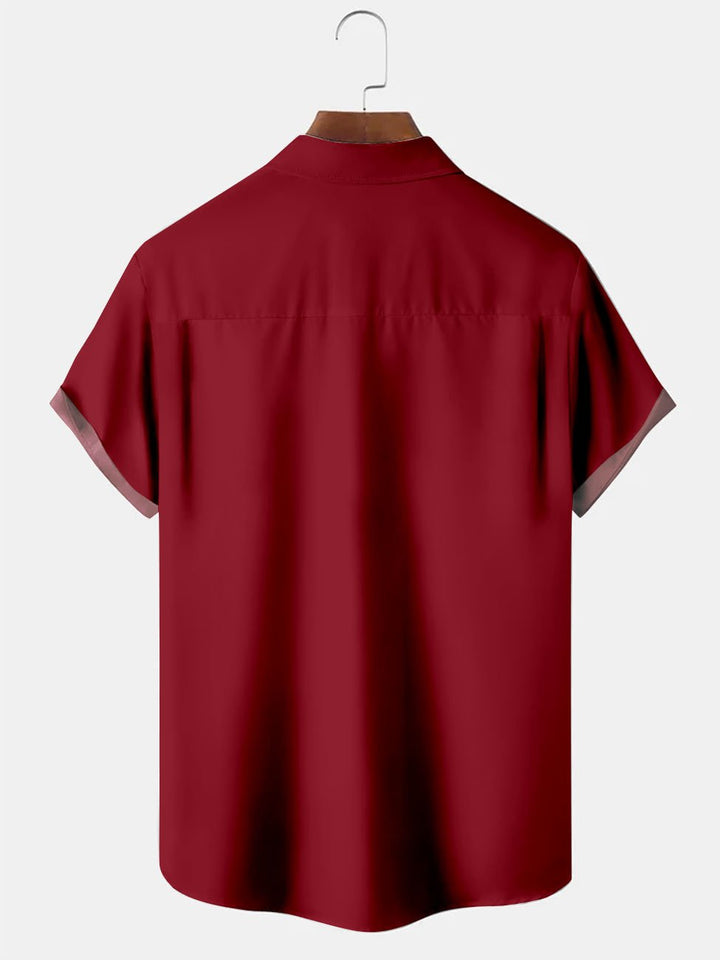 Camisa de bolos retro de los años 50 con estampado geométrico para hombre