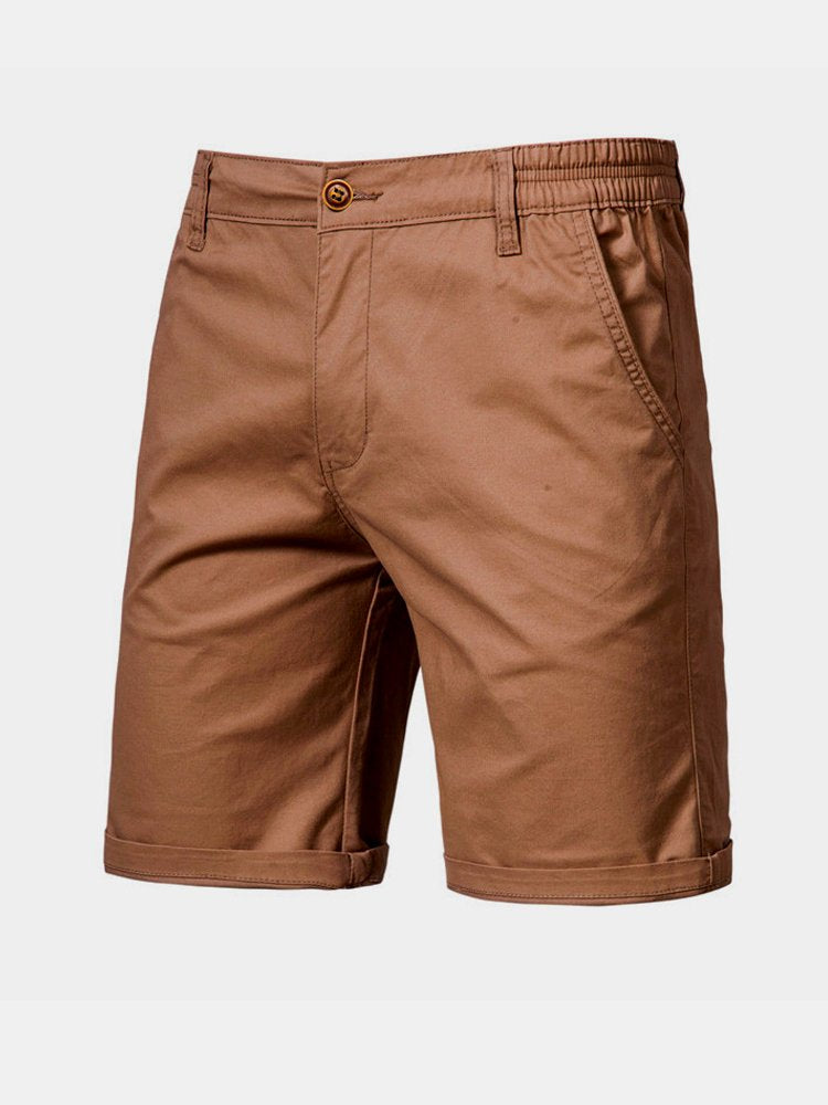 Cotton Casual Shorts Straight Cropped Pants Plus Size Solid Color Basics