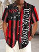 Camisa con bolsillo abotonado y estampado de letras de la bandera vintage de Alohadaddy para hombre