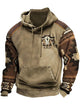 Alohadaddy Men's Ethnic Retro Western Geometric Print Drawstring Hooded Sweatshirt