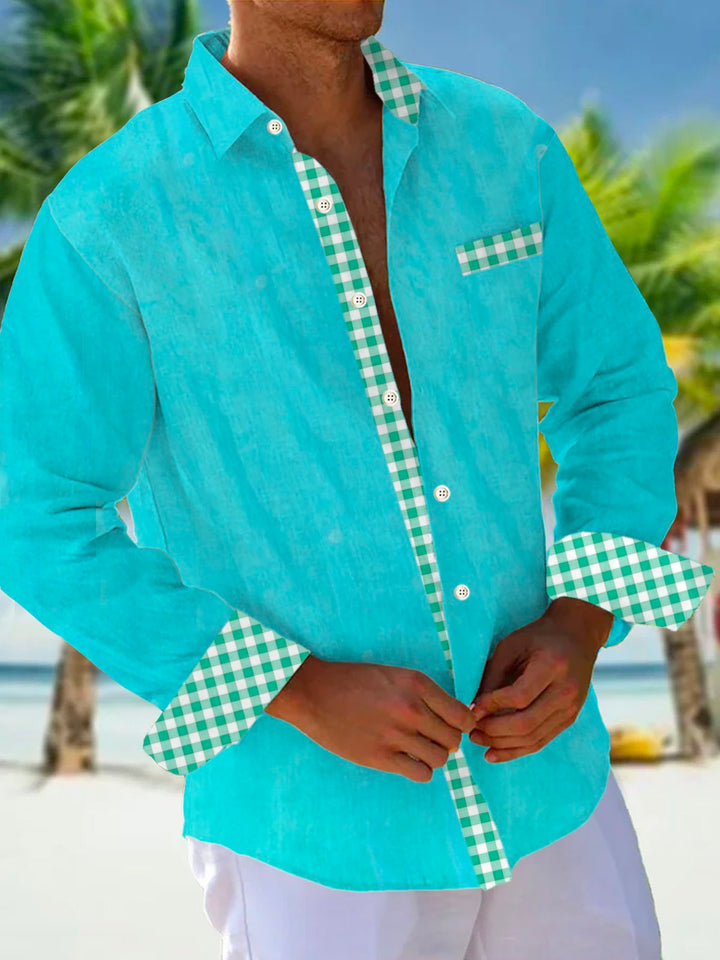 Camisa con bolsillos abotonados para hombre con estampado de cuadros Alohadaddy