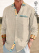 Alohadaddy Vintage Geometric Azcott Print Men's Button Pocket Long Sleeve Shirt