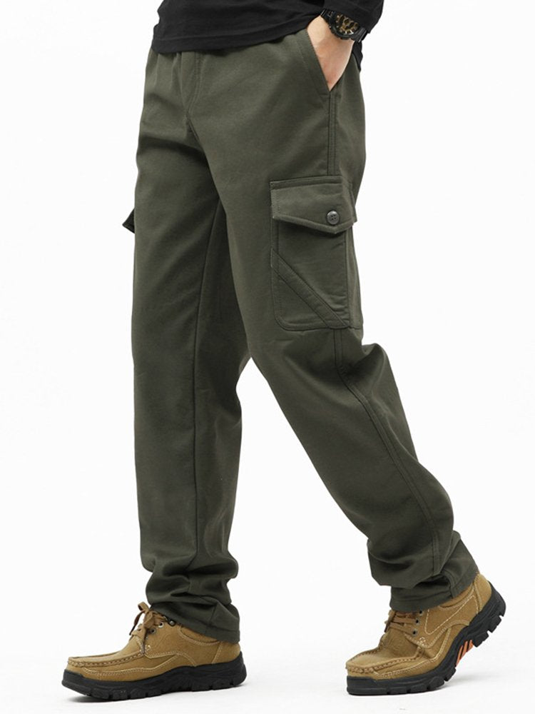 Pantalones de trabajo de algodón puro para hombre, informales, de talla grande, holgados, lavados, de pierna recta