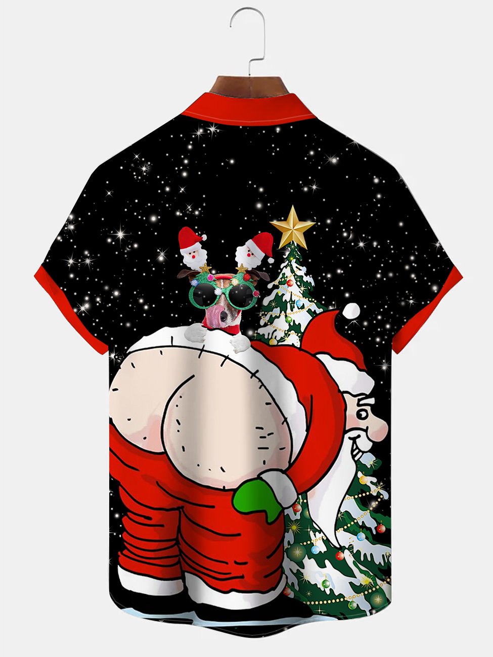 Alohadaddy - Camisetas navideñas divertidas con estampado de Papá Noel, informales, de talla grande