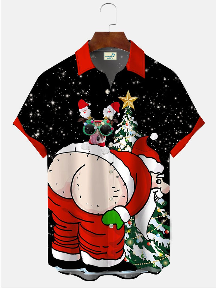 Alohadaddy - Camisetas navideñas divertidas con estampado de Papá Noel, informales, de talla grande