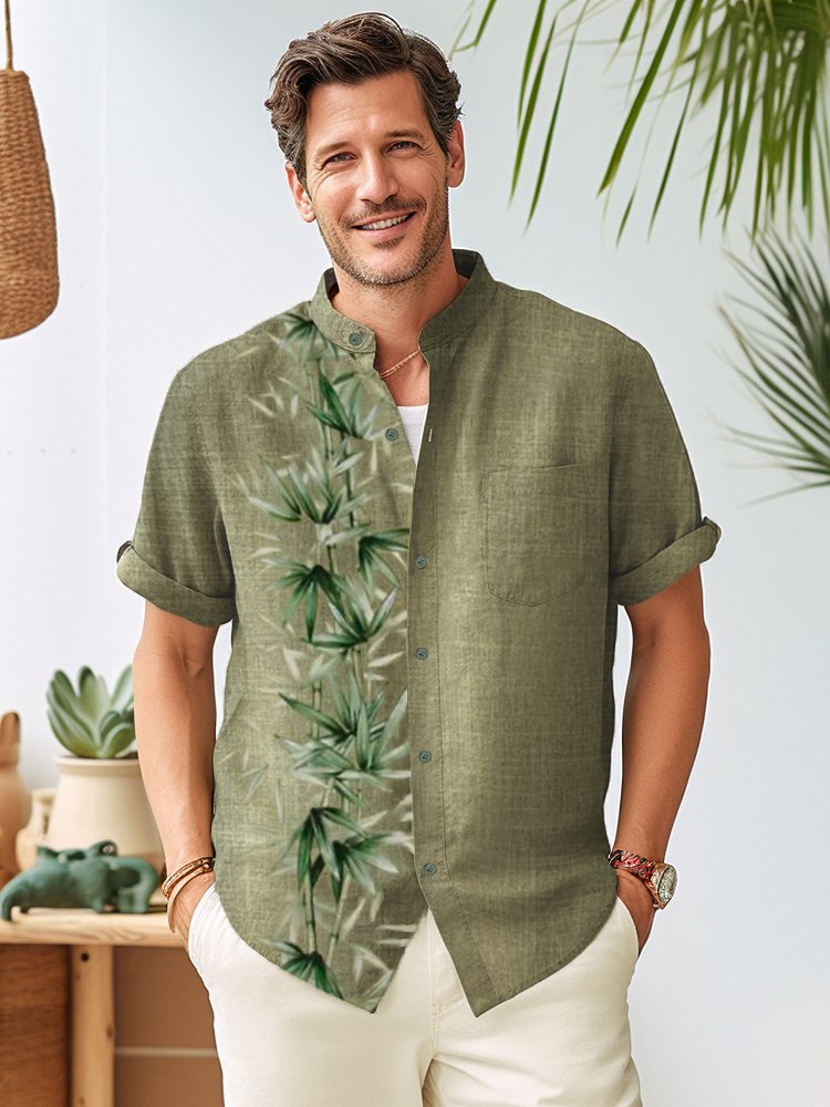 Alohadaddy Pocket Vintage Bamboo Print Beach Men&