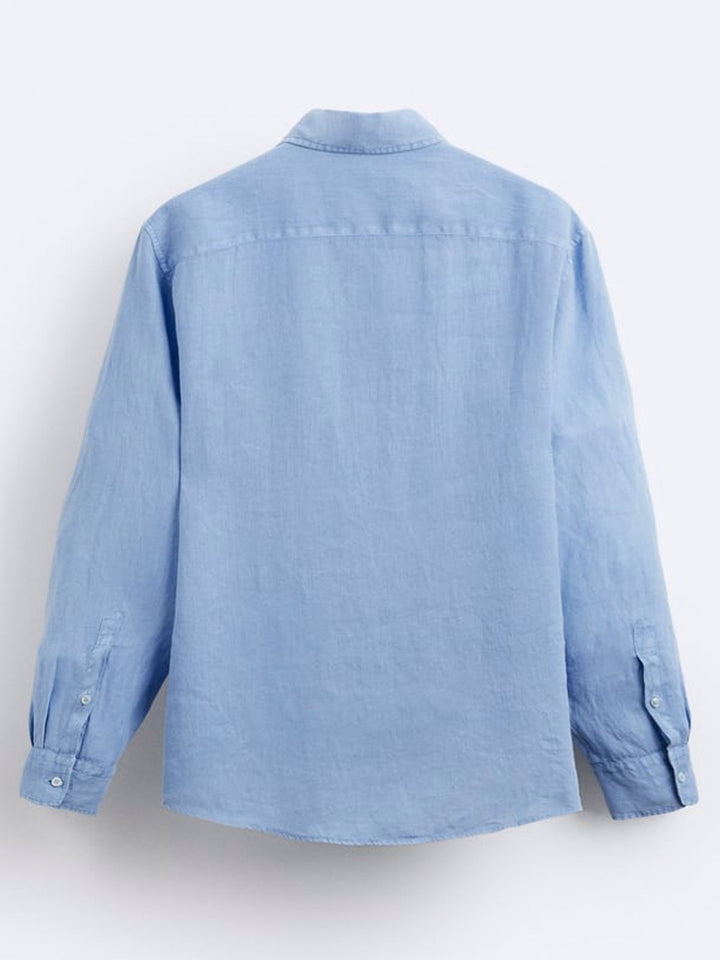 Alohadaddy Beach Vacation Blue Long Sleeve Shirt Textured Breathable Comfortable Aloha Button Camp Shirts