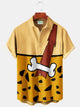 Alohadaddy 50‘s Vintage Cartoon Khaki Men's Casual Shirts Plus Size Stretch Camp Pocket Shirts
