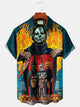 Alohadaddy Casual Halloween Men's Hawaiian Shirts Holiday Cartoon Witch Pumpkin Skull Stretch Plus Size Aloha Shirts