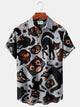 Alohadaddy Vintage Halloween Holiday Men's Shirts Cartoon Black Cat Ghost Art Stretch Plus Size Aloha Camp Shirts