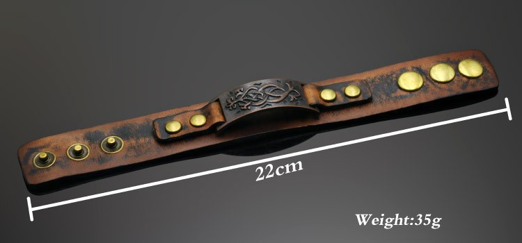 Punk Simple Geometric Square Wide Leather Bracelet for Men