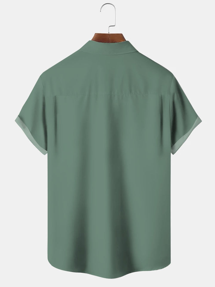 Alohadaddy Green Coconut Tree Casual Bowling Cotton-Blend Shirts