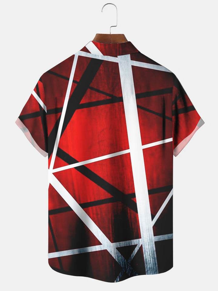 Camisas informales de algodón de talla grande con líneas abstractas rojas de Alohadaddy
