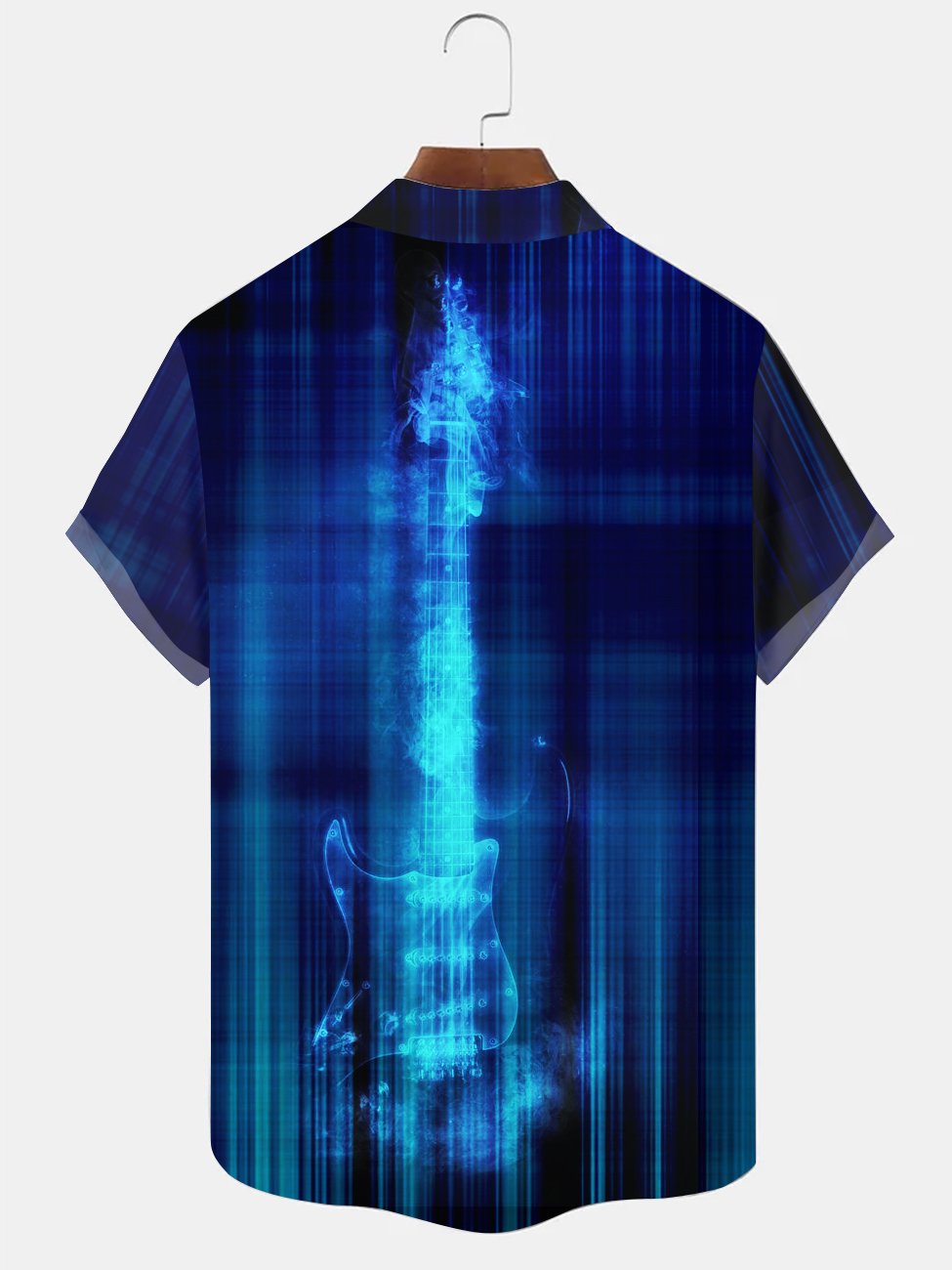Alohadaddy Blue Abstract Casual Music Equipment Cotton-Blend Plus Size Shirts