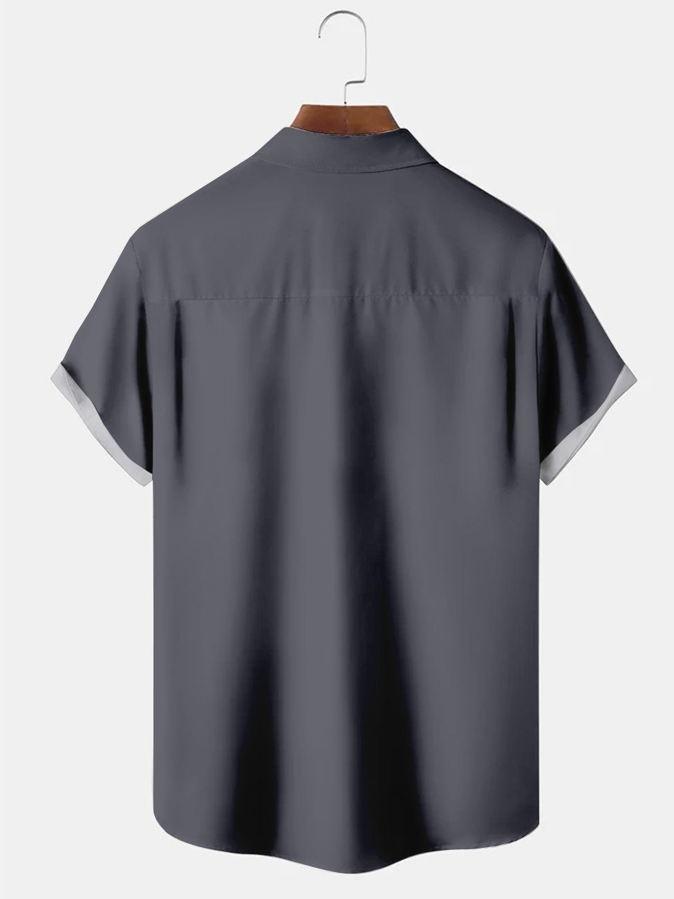 Alohadaddy Deep Gray Strpes Plain Casual Cotton-Blend Bowling Plus Size Shirts