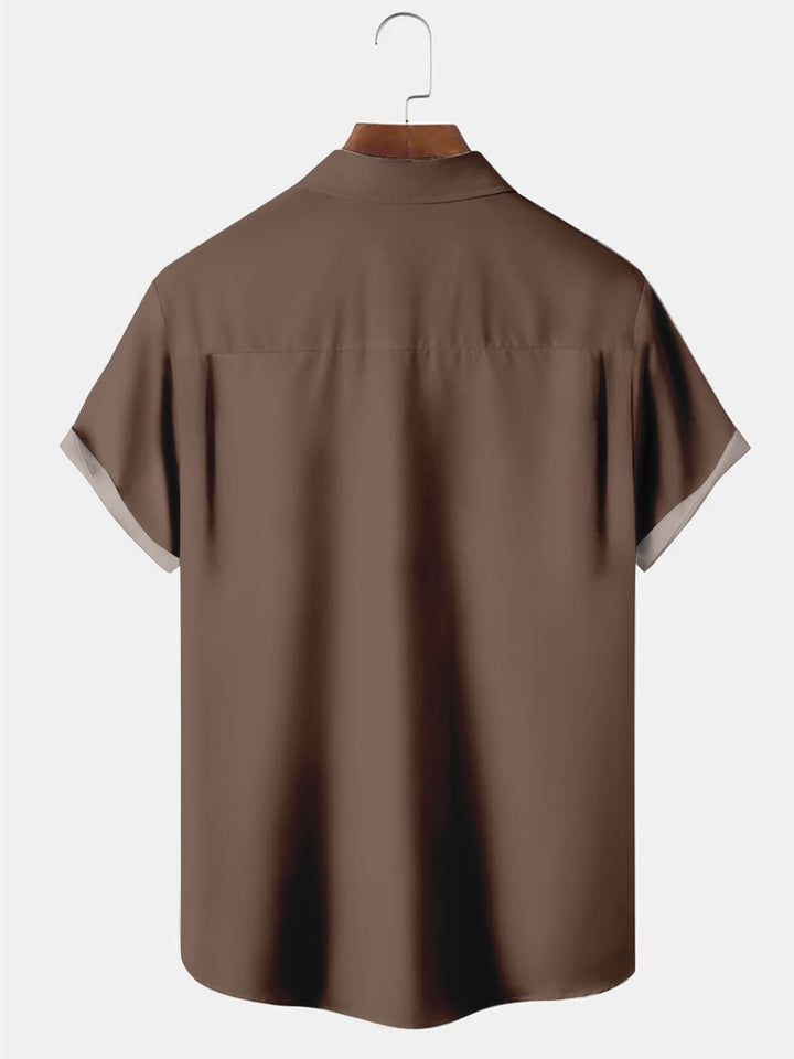 Alohadaddy Multicolor Contrast Bowling Casual Plain Plus Size Shirts