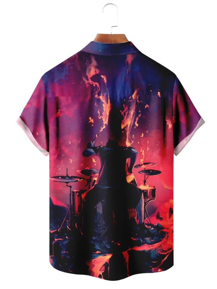 Alohadaddy Rock Music Band Equipment Red Casual Plus Size Shirts