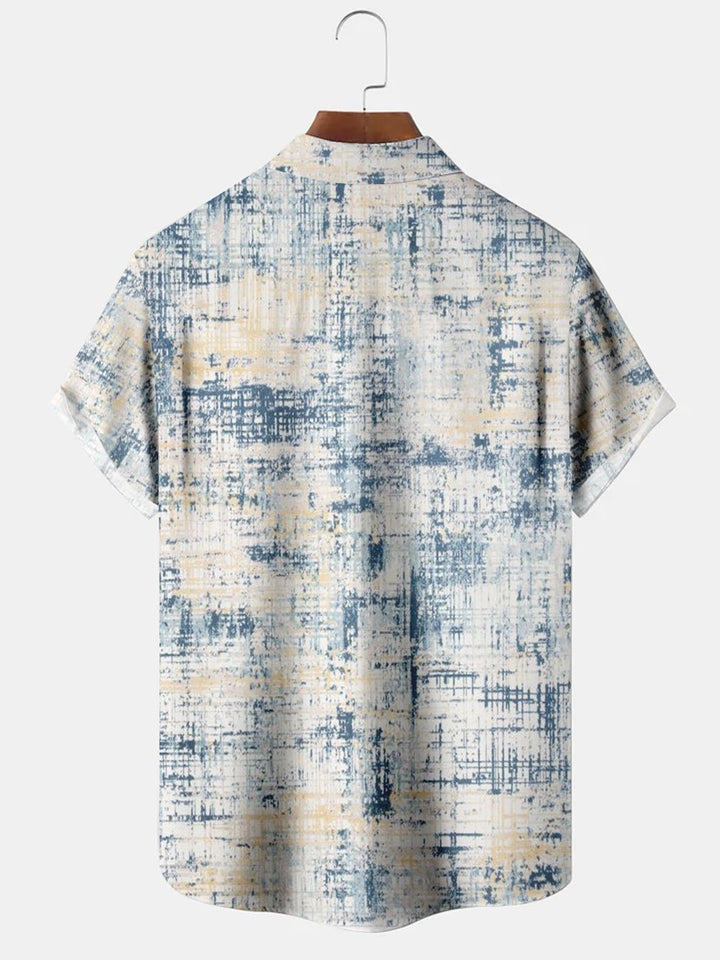 Alohaddy White Abstract Texture Casual Seersucker Wrinkle Free Stretch Oversized Shirts