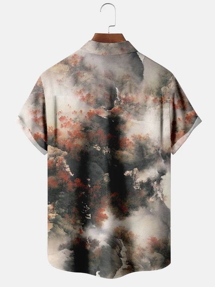 Camisas informales de talla grande con diseño de paisajes naturales orientales de Alohadaddy