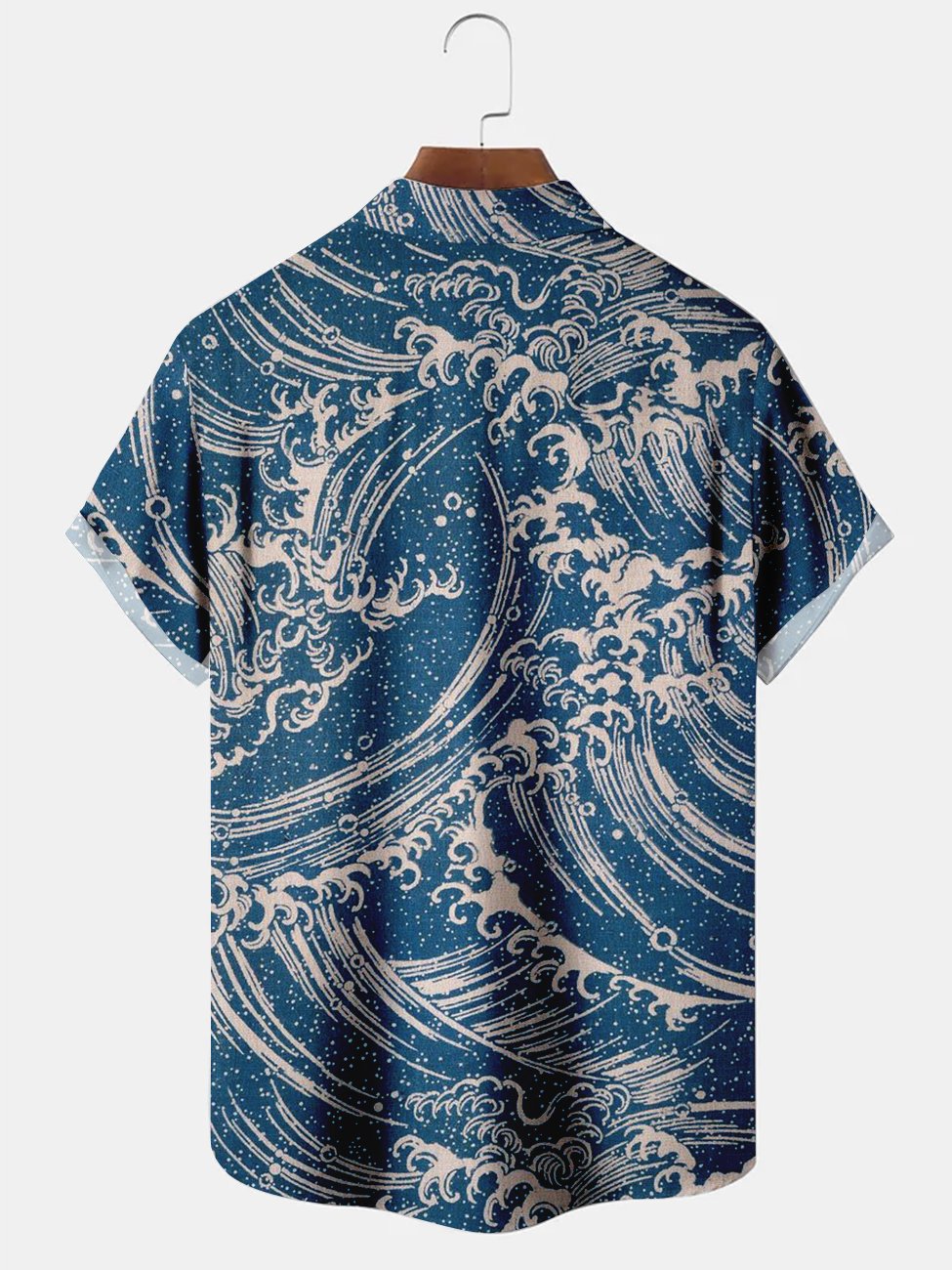 Alohadaddy Eastern Japanese Blue Waves Pattern Casual Plus Size Shirts