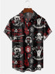 Alohadaddy Rock Red-black Cotton-Blend Music Casual Short Sleeve Shirts