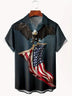 Alohadaddy Deep Blue Eagle Flag Cotton-Blend Casual Plus Size Shirts