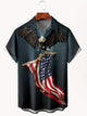 Alohadaddy Deep Blue Eagle Flag Cotton-Blend Casual Plus Size Shirts