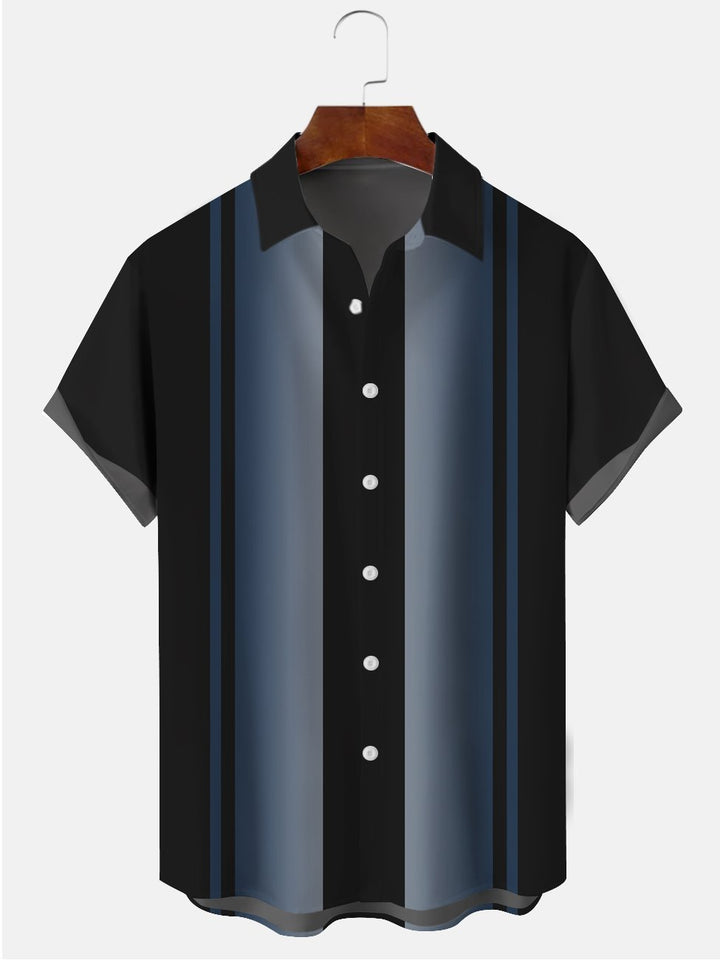 Alohadaddy Deep Blue Ombre Bowling Cotton-Blend Plus Size Shirts