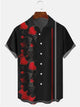 Alohadaddy Black Casual Poker Cotton-Blend Plus Size Bowling Shirts