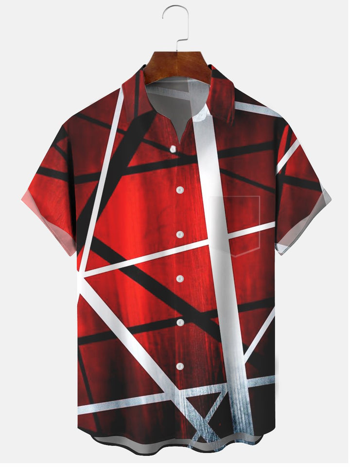 Camisas informales de algodón de talla grande con líneas abstractas rojas de Alohadaddy
