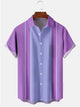 Alohadaddy Purple Plain Contrast Casual Bowling Cotton-Blend Plus Size Shirts